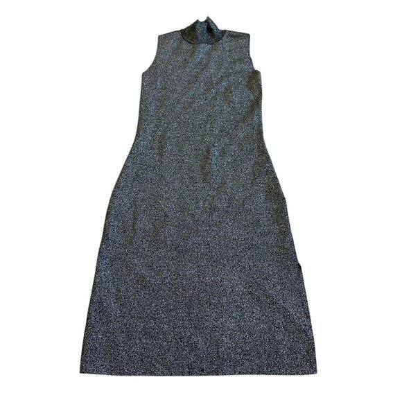 House of Harlow 1960 Silver Glitter Sheath Dress Mock Neck Party Size Small - Picture 1 of 12